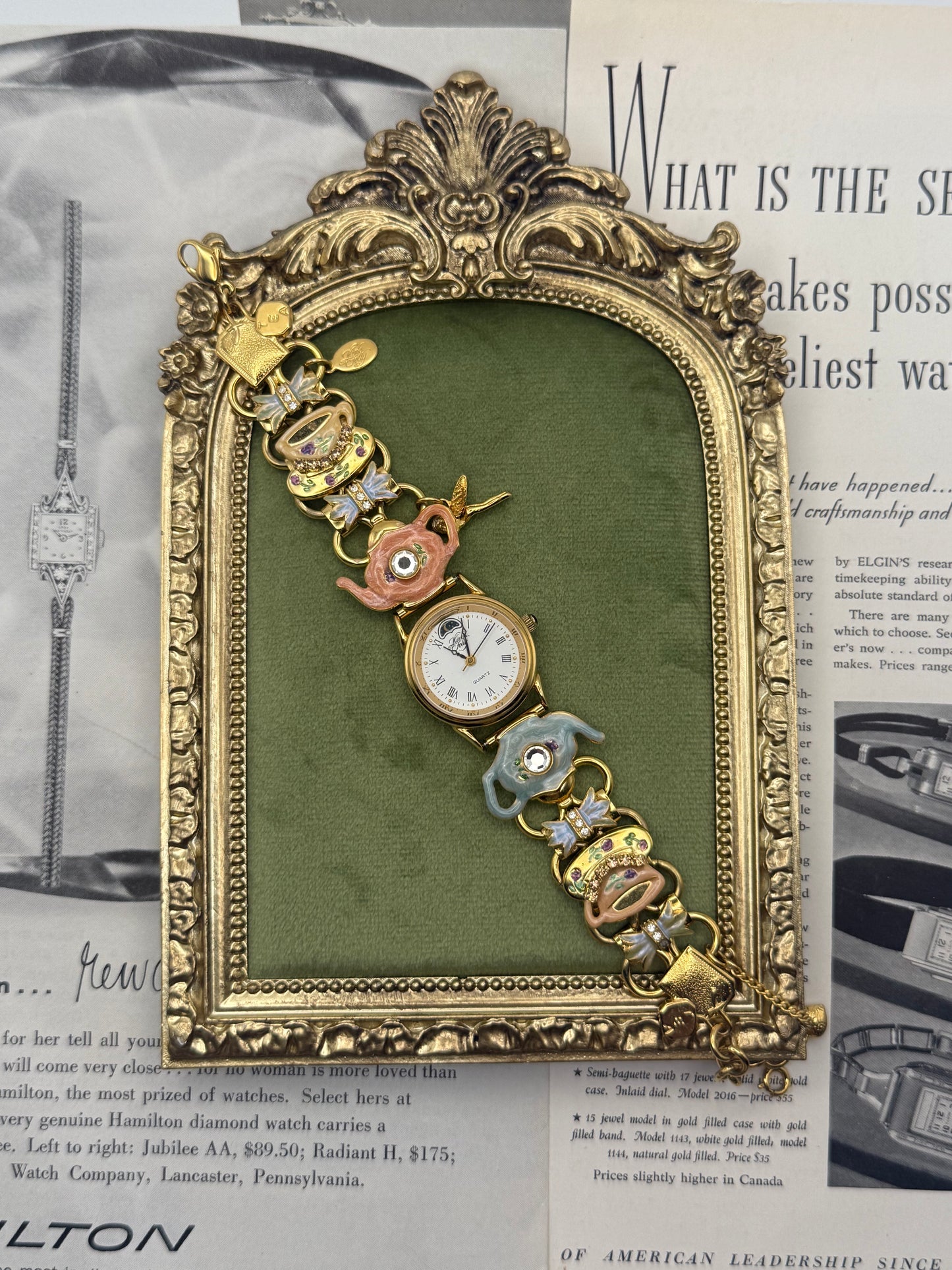 Working Vintage Gold Tone Kirks Folly Extremely Rare Tea Watch