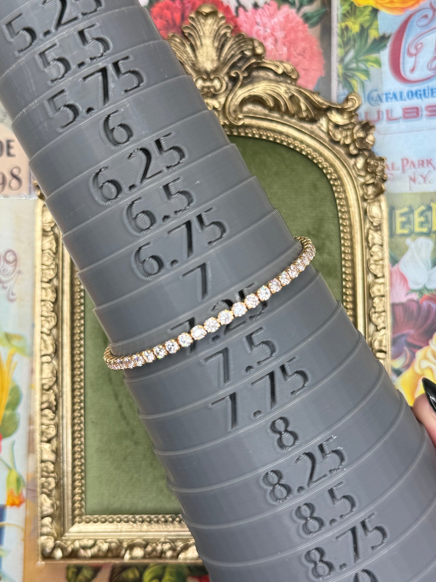 Vintage Gold Tone Tennis Bracelet 7.25”