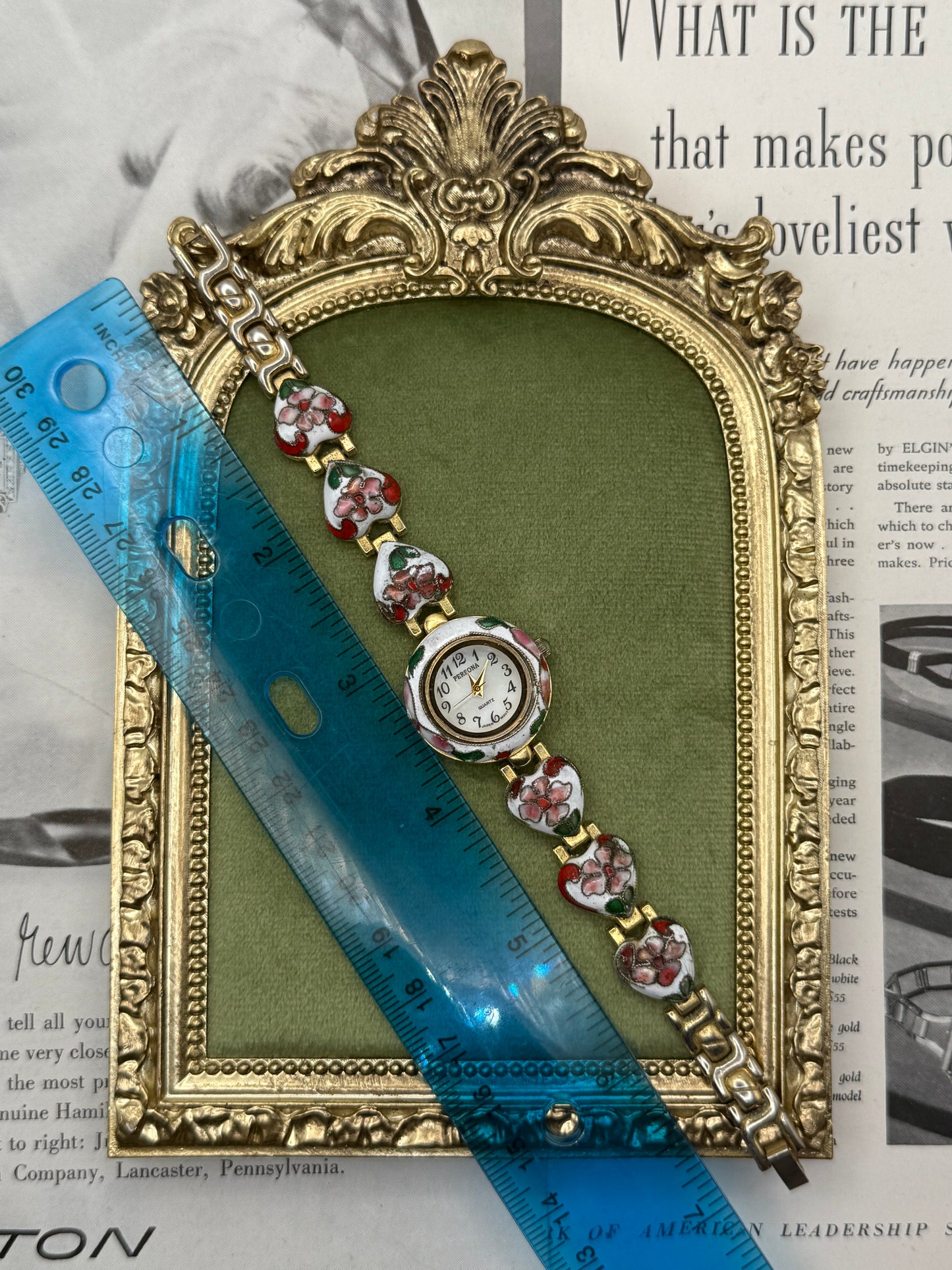 Untested Vintage Gold Tone Cloisonne Watch