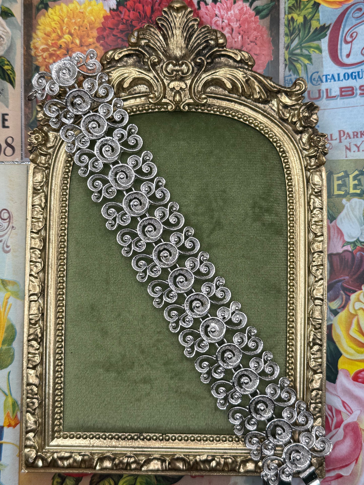 Vintage Silver Tone Chunky Bracelet 6.5”
