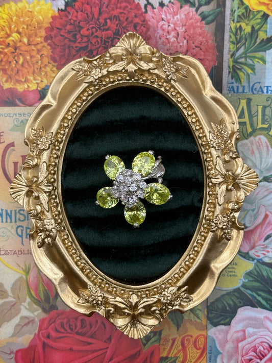 Vintage Silver Tone Old Stock Floral Ring Size 8