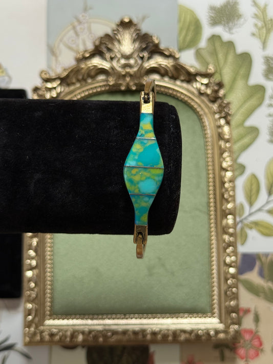 Vintage Gold Tone Taxco Inlay Bracelet