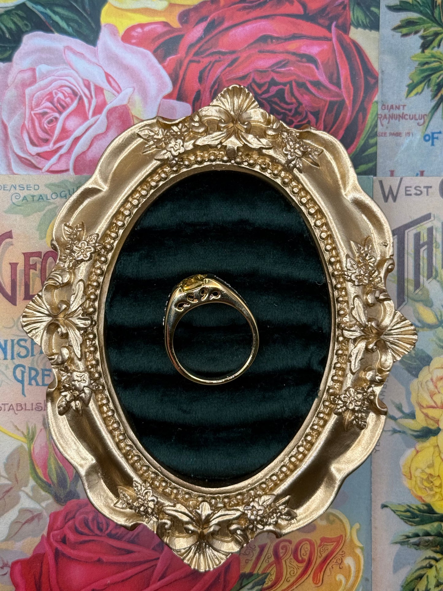 Vintage Gold Tone Old Stock Ring Size 9