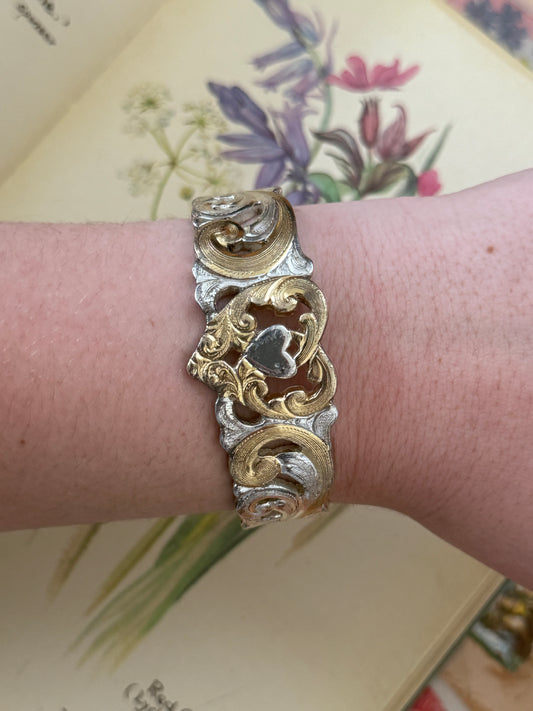 two tone chunky heart bracelet