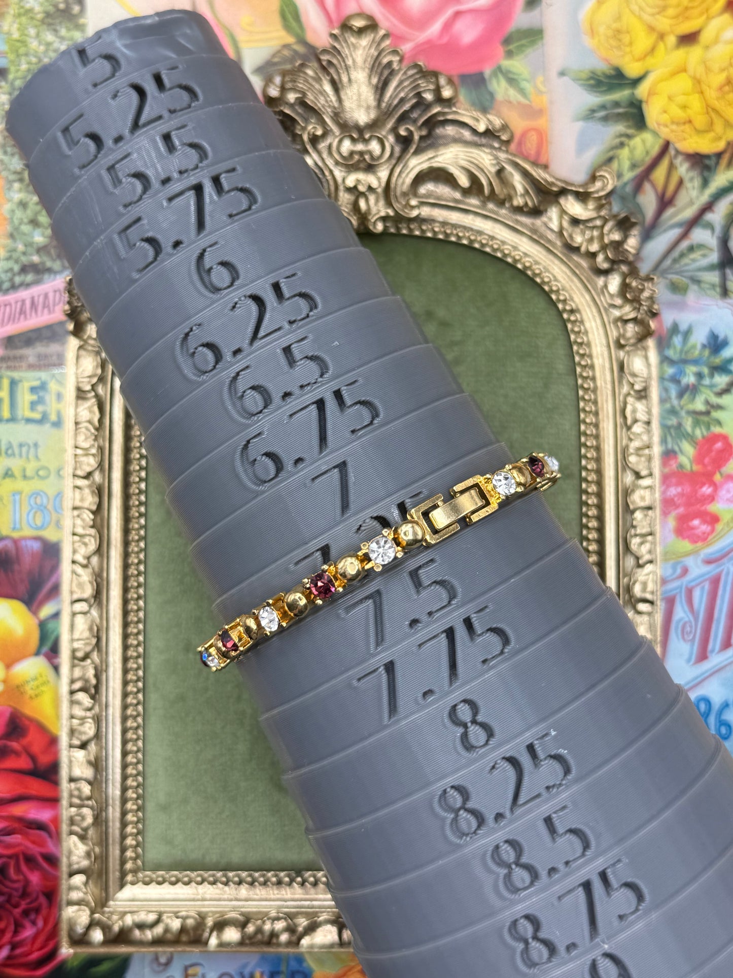 Vintage Gold Tone Tennis Bracelet 7.25”