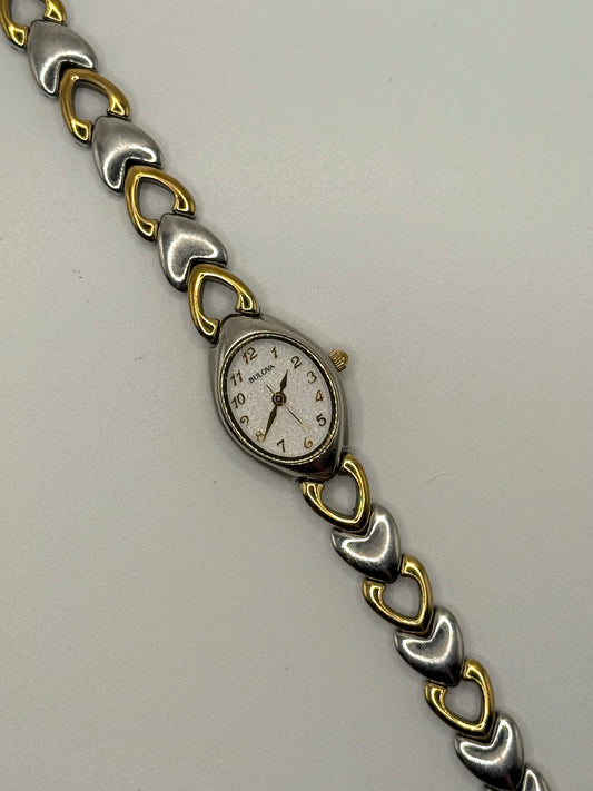 working two tone heart bulova watch