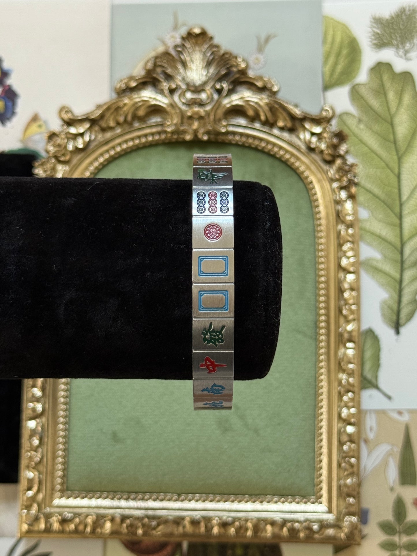 Vintage Silver Tone Mahjong Bracelet