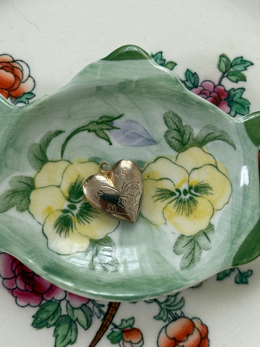 gold tone dainty heart locket pendant
