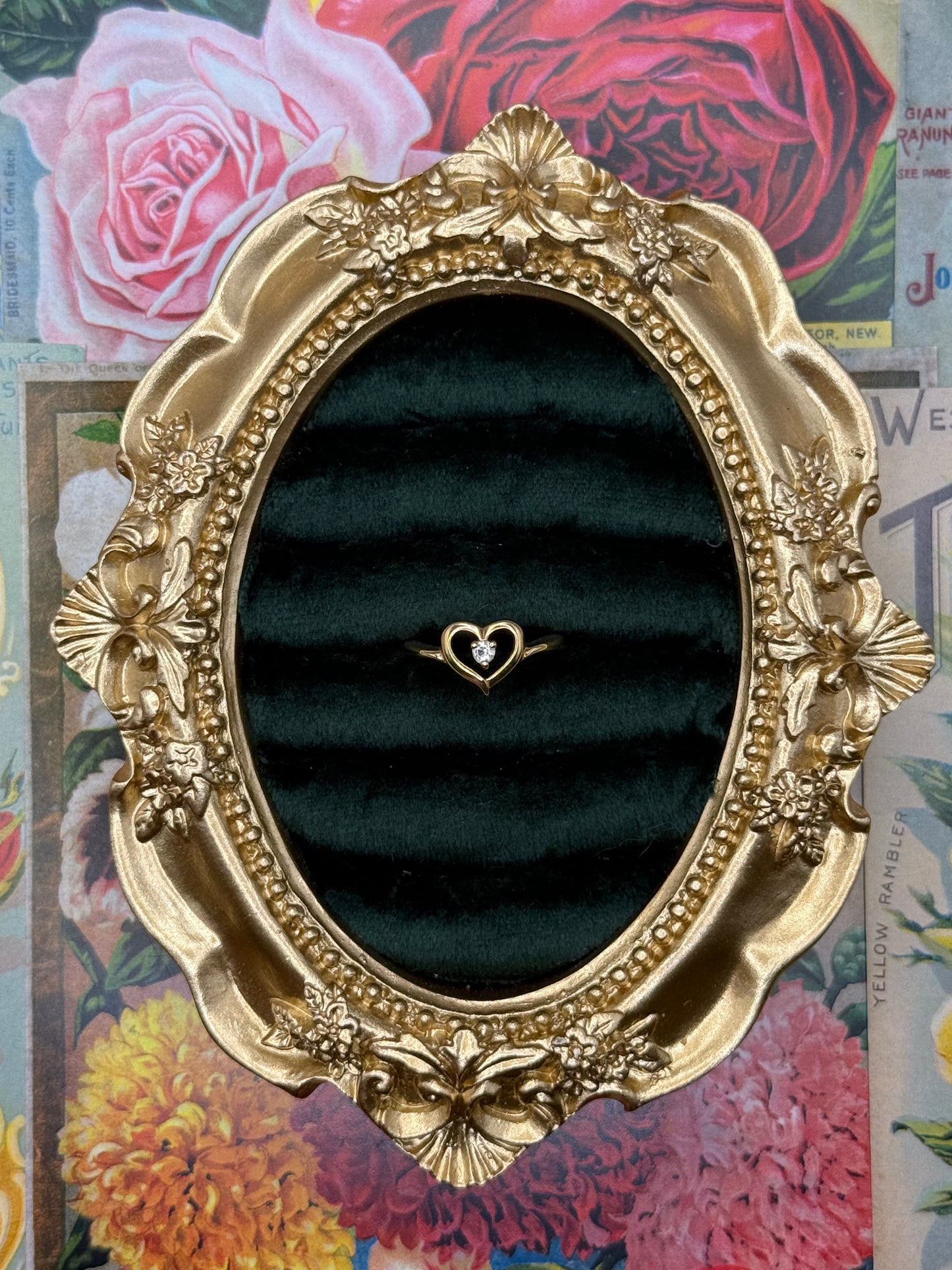 Vintage Gold Tone Heart Ring Size 4