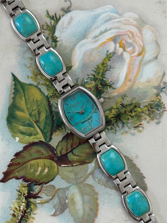 working sterling silver and turquoise watch