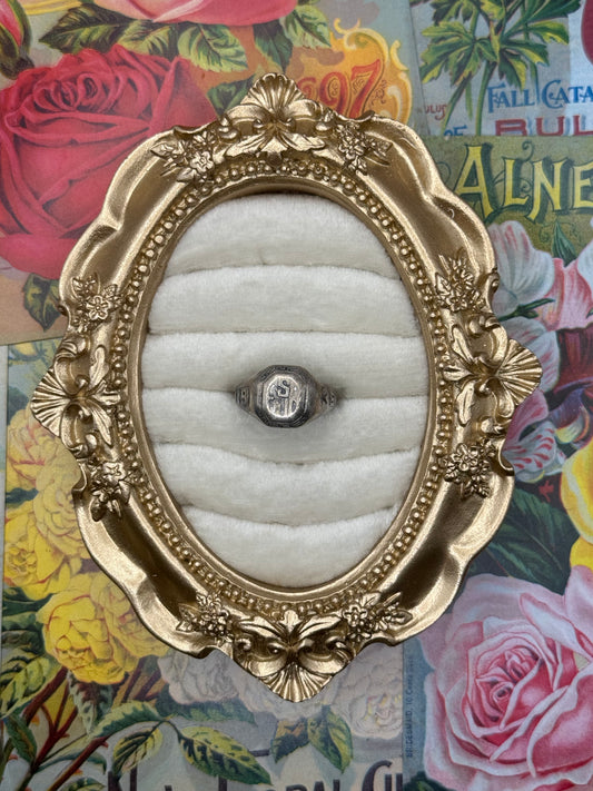 Sterling Silver 1938 Class Signet Ring “ESJB” Size 5.75