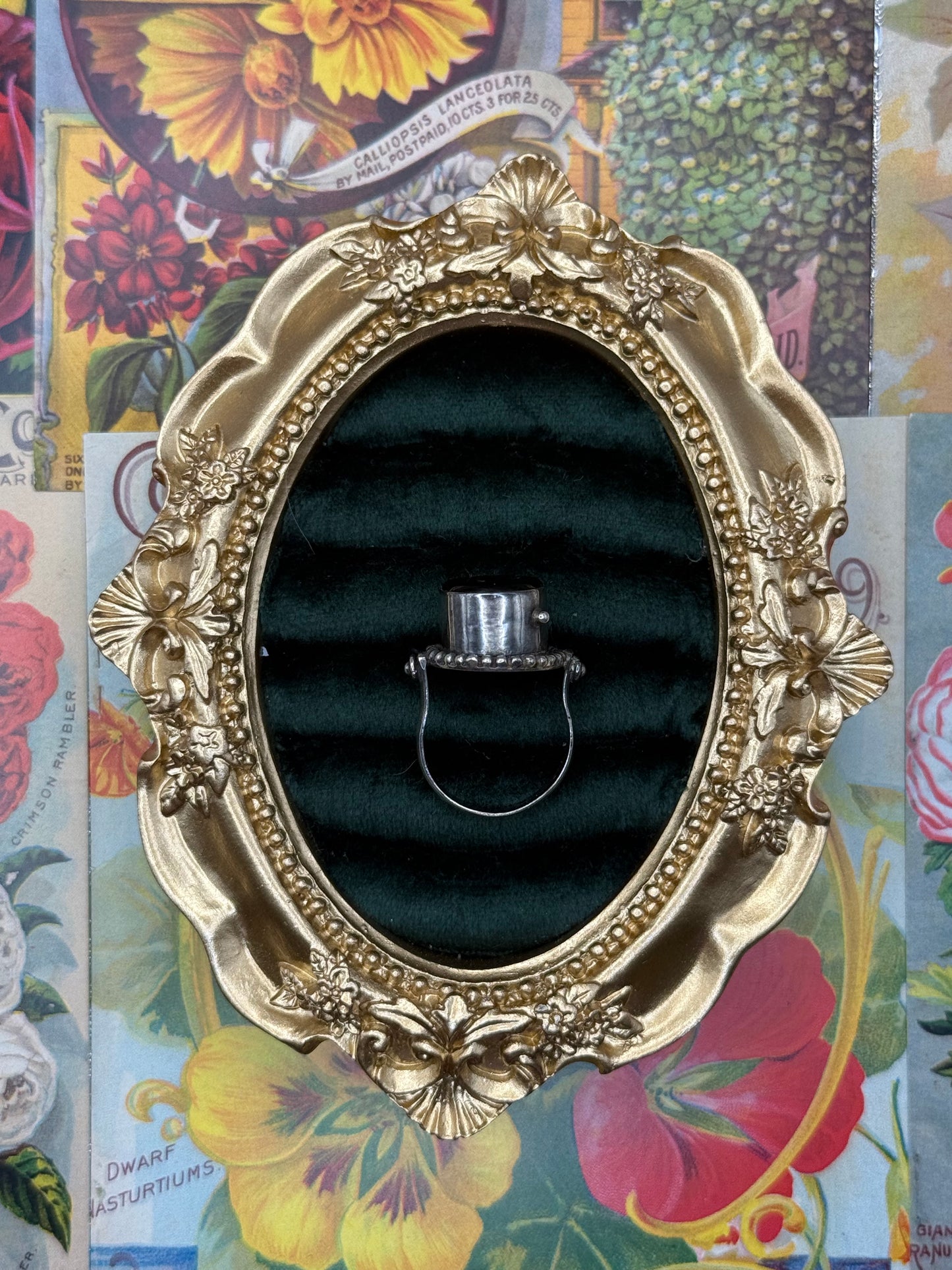 Sterling Silver Gemstone Poison Ring With Removable Top Size 7