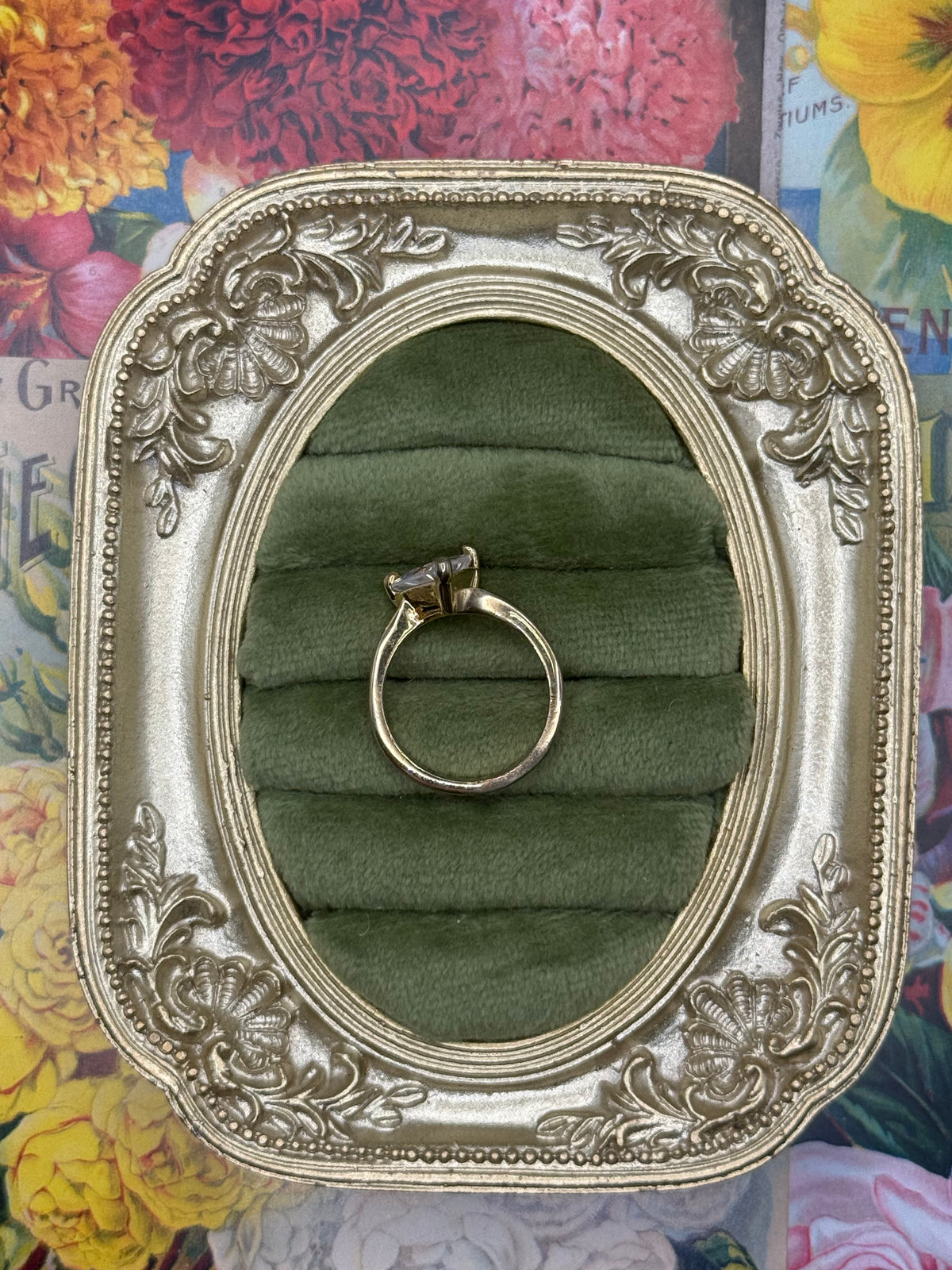 Vintage Gold Tone Triangle Ring Size 7