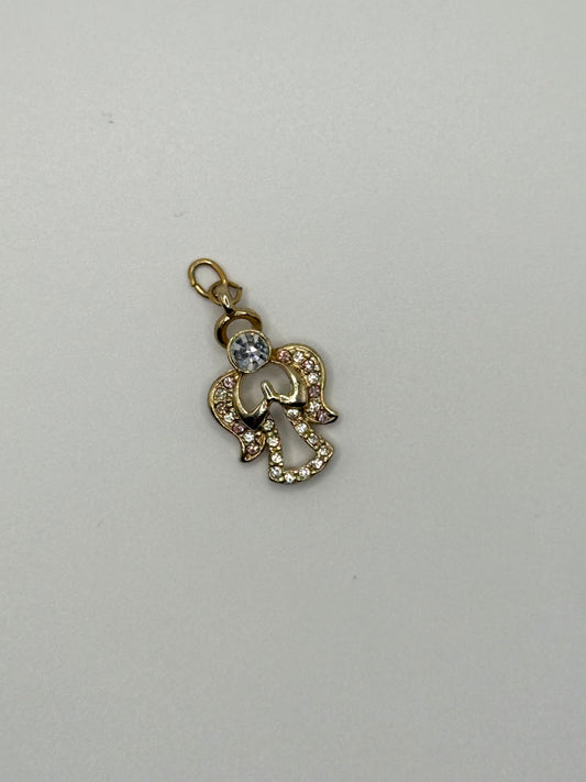 gold tone angel rhinestone pendant