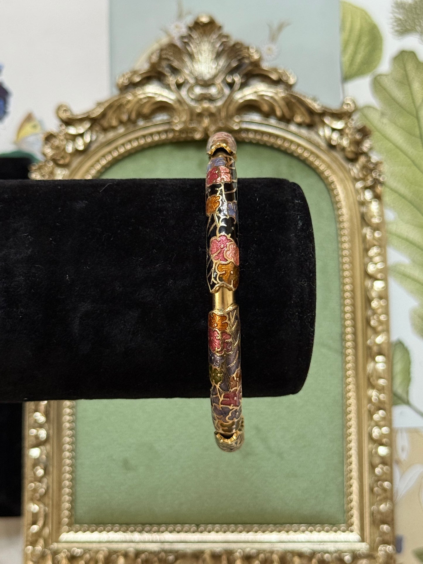 Vintage Gold Tone Enameled Cloisonne Bangle