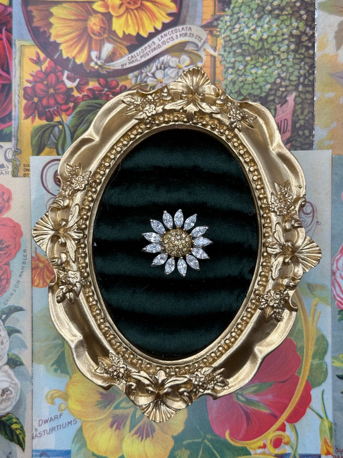 Sterling Silver Chunky Sunflower Ring Size 7