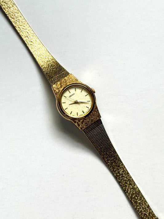 working gold tone circle dial seiko watch