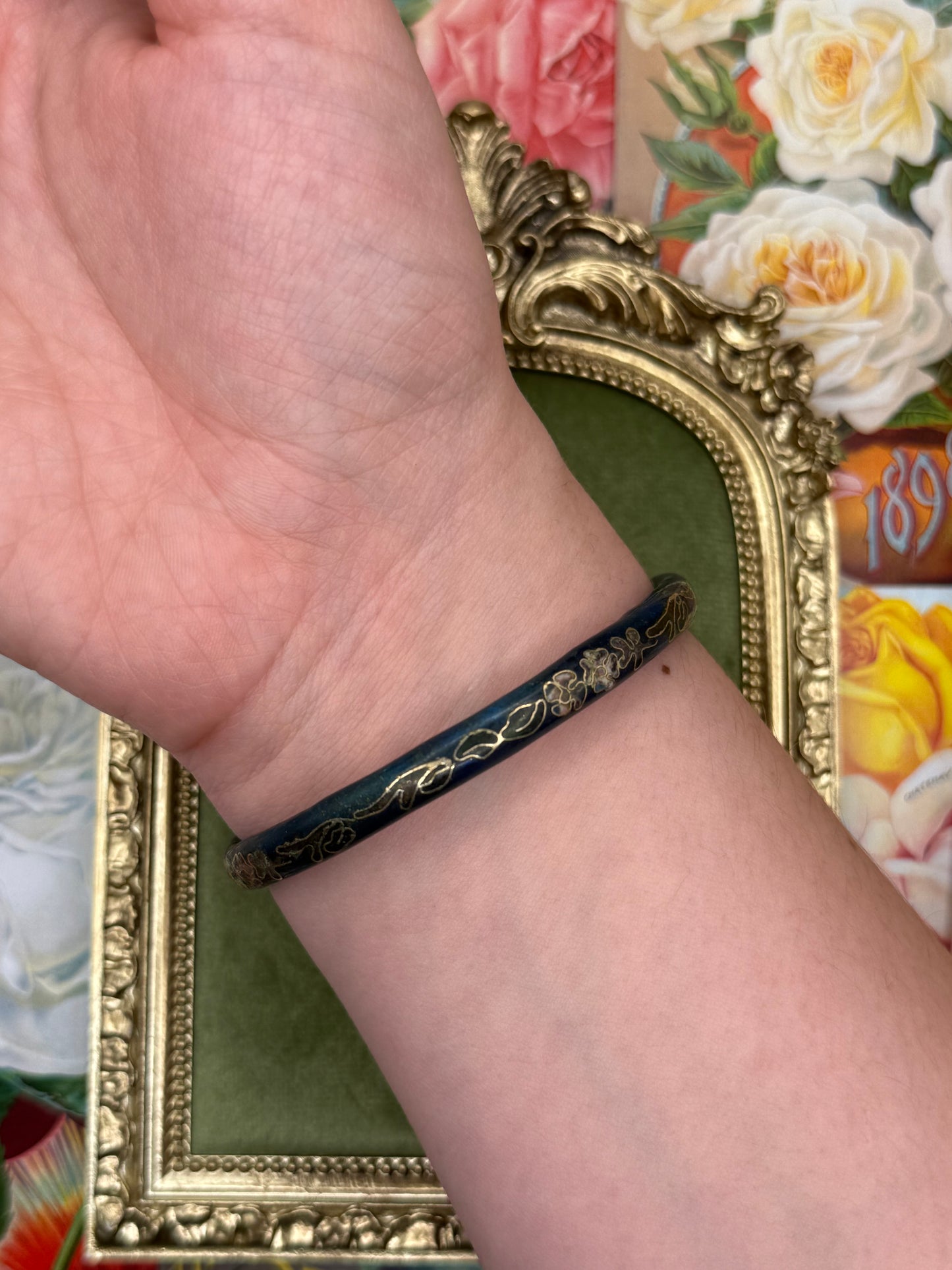 Vintage Enameled Cloisonne Bangle Bracelet