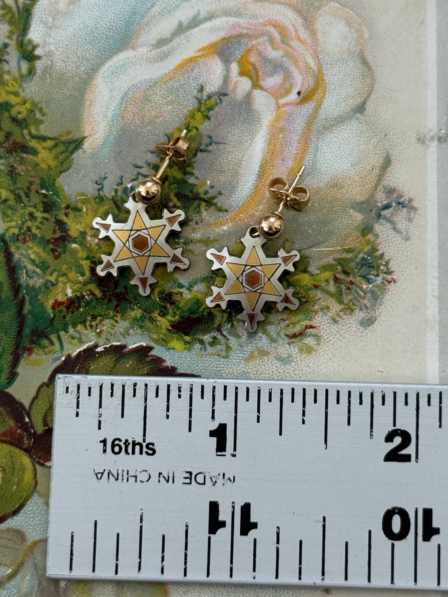 damascene two tone earrings