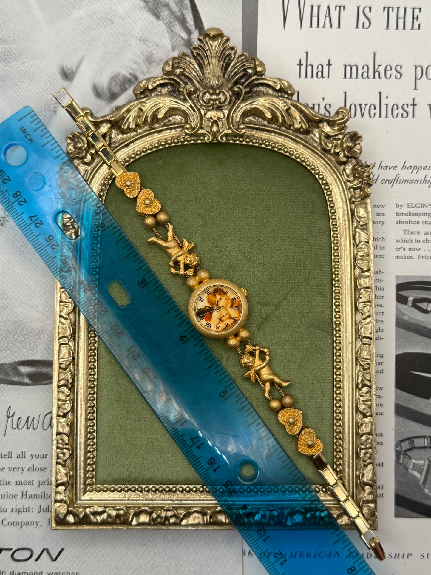 Working Vintage Gold Tone Cherub Watch