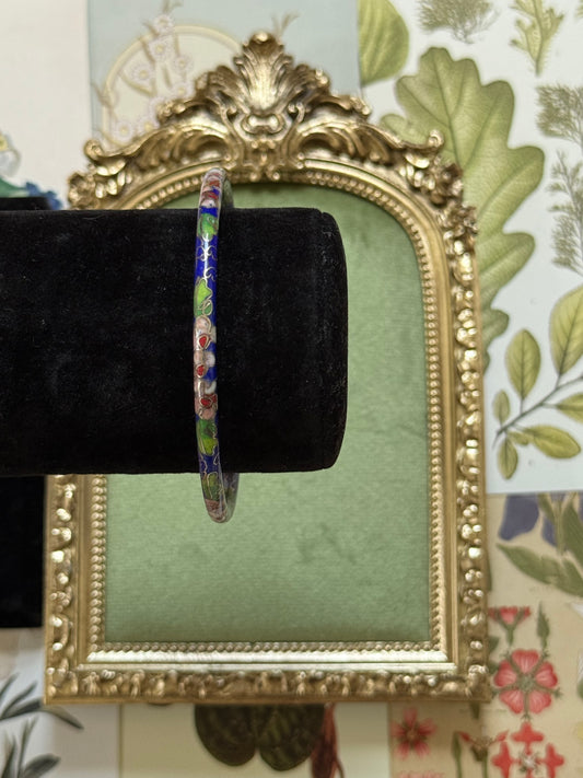 Vintage Blue Enameled Cloisonne Bangle