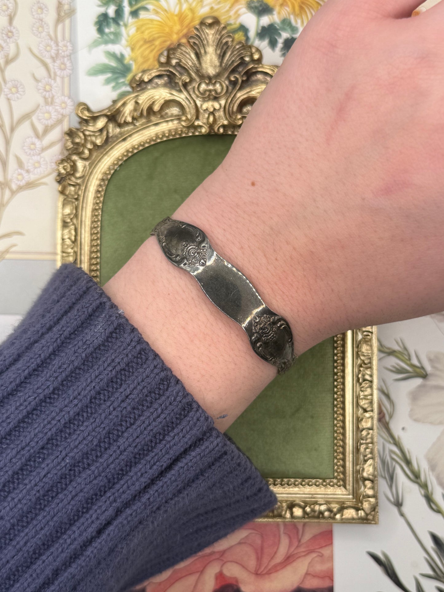 Vintage Silver Tone Silverware Cuff Bracelet