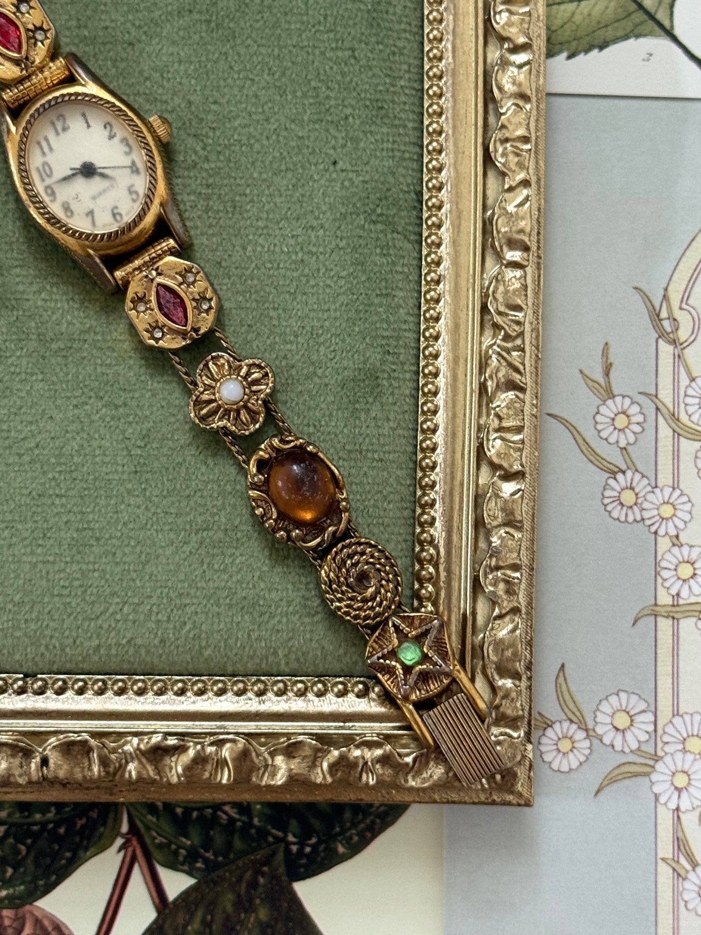 Working Vintage Gold Tone Avon Gemstone Watch