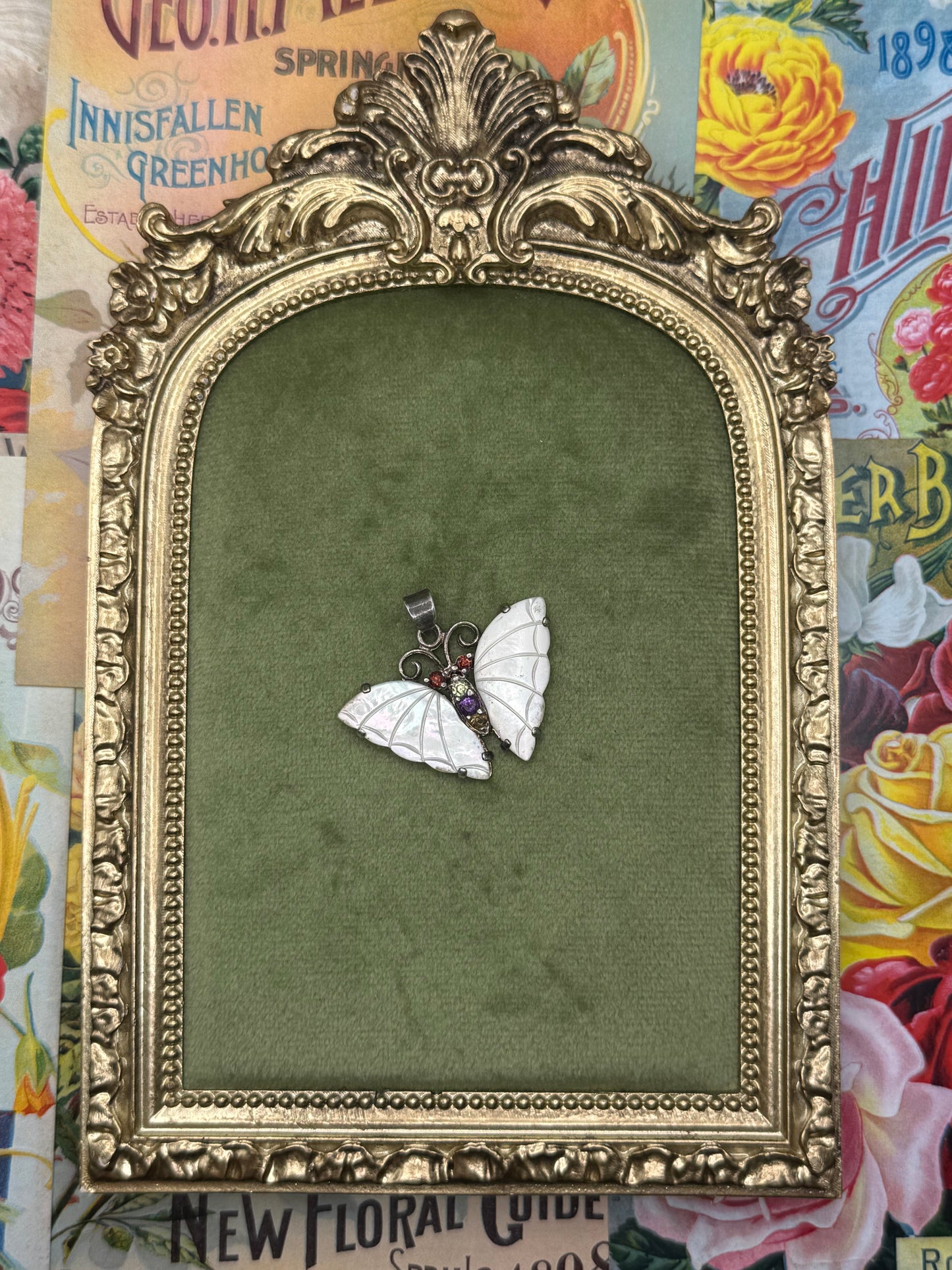 Sterling Silver Mother of Pearl Butterfly Pendant