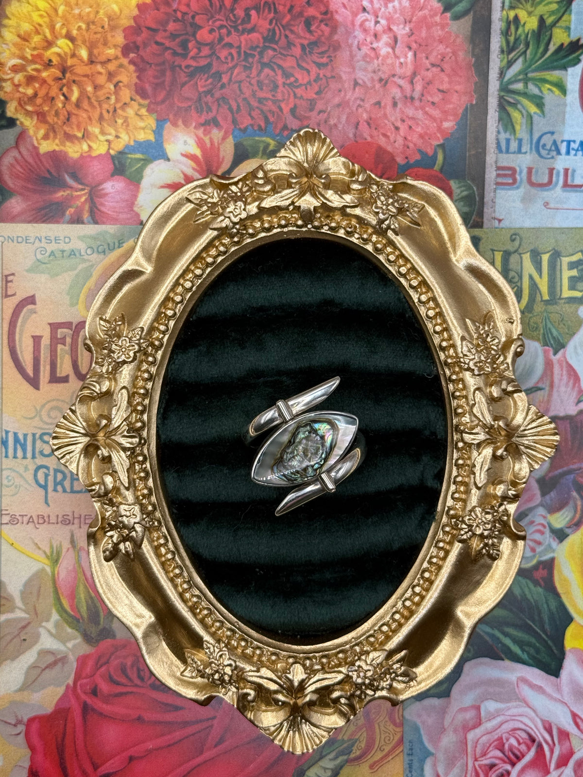 Sterling Silver Reversible Flip Abalone Ring Size 9.5