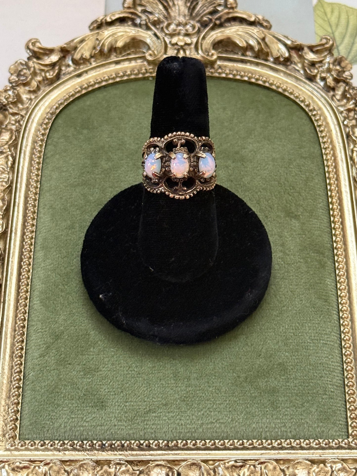 Vintage Gold Tone Opal Style Ring Size 6.75