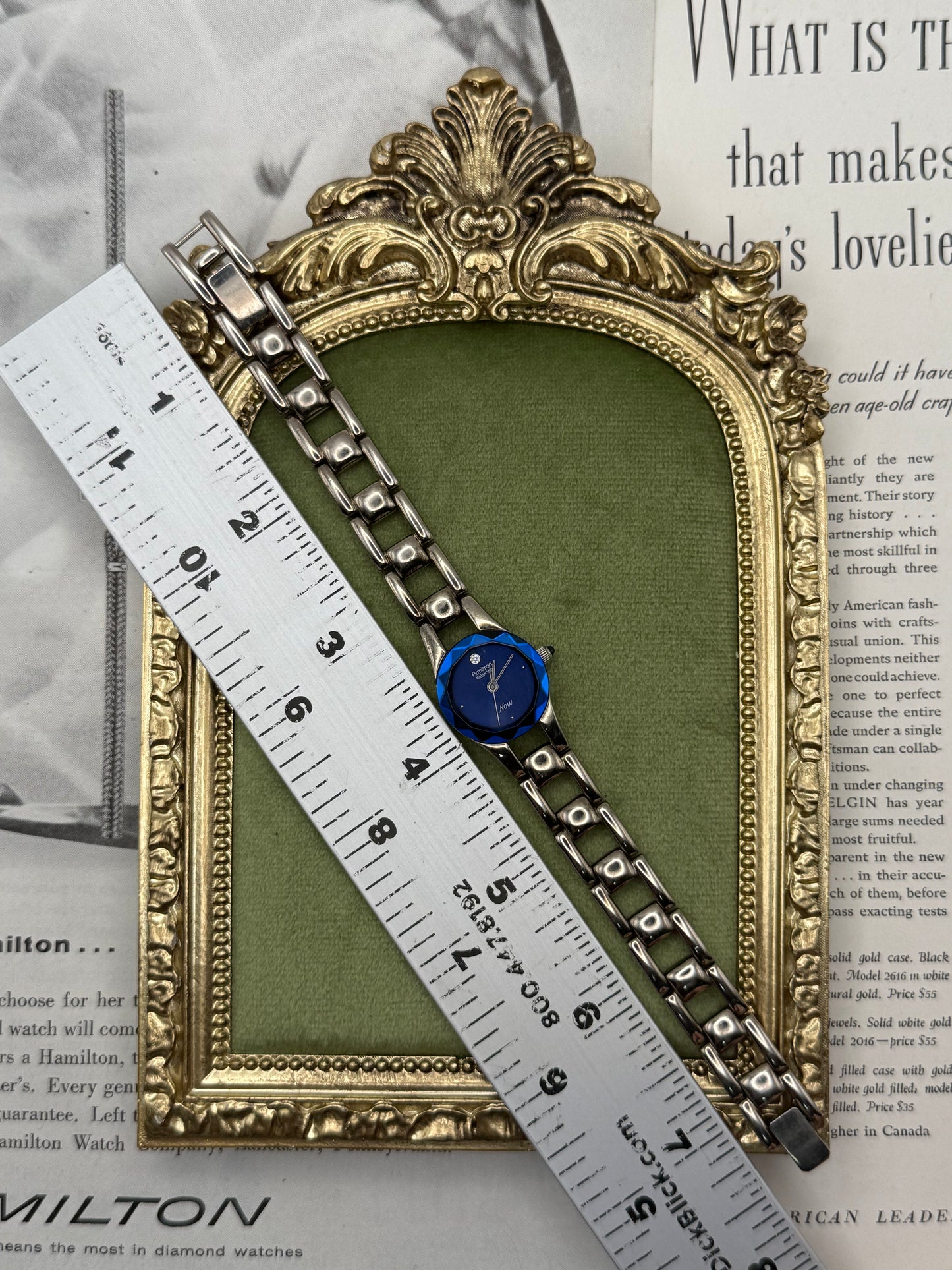 Working Vintage Silver Tone Blue Dial Watch