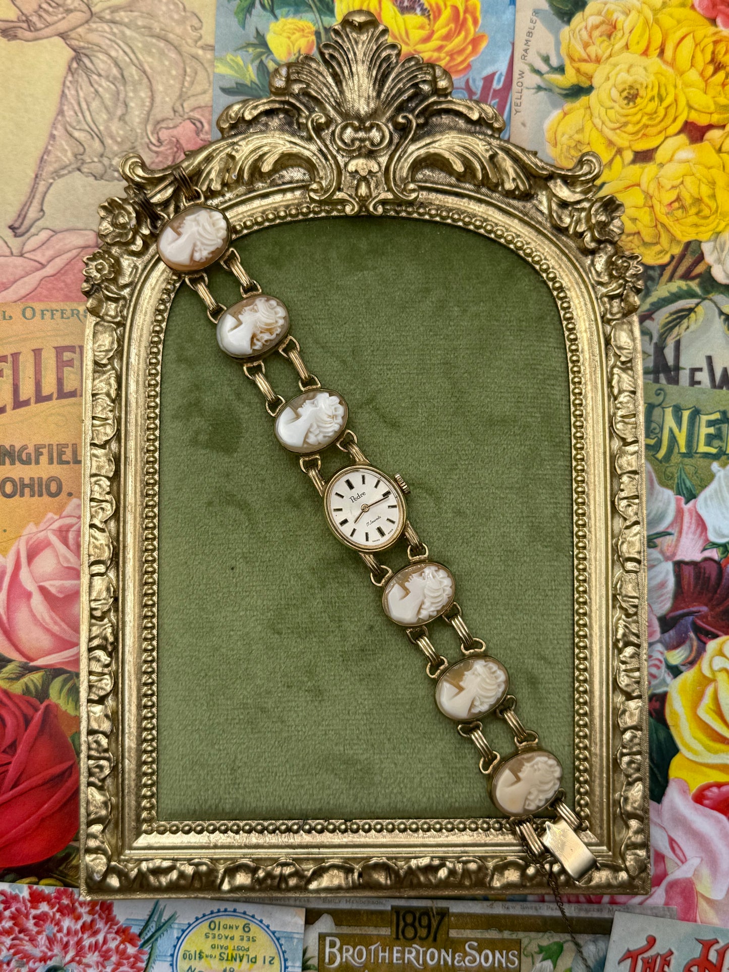 Working Vintage Wind Up Gold Filled Cameo Watch