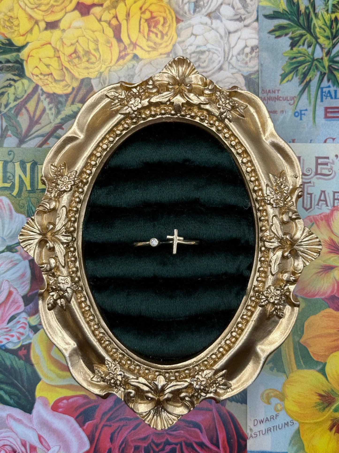 10k Gold Dainty Cross Ring Size 8