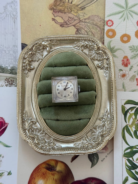 Nonworking Vintage Silver Tone Watch Ring Size 8