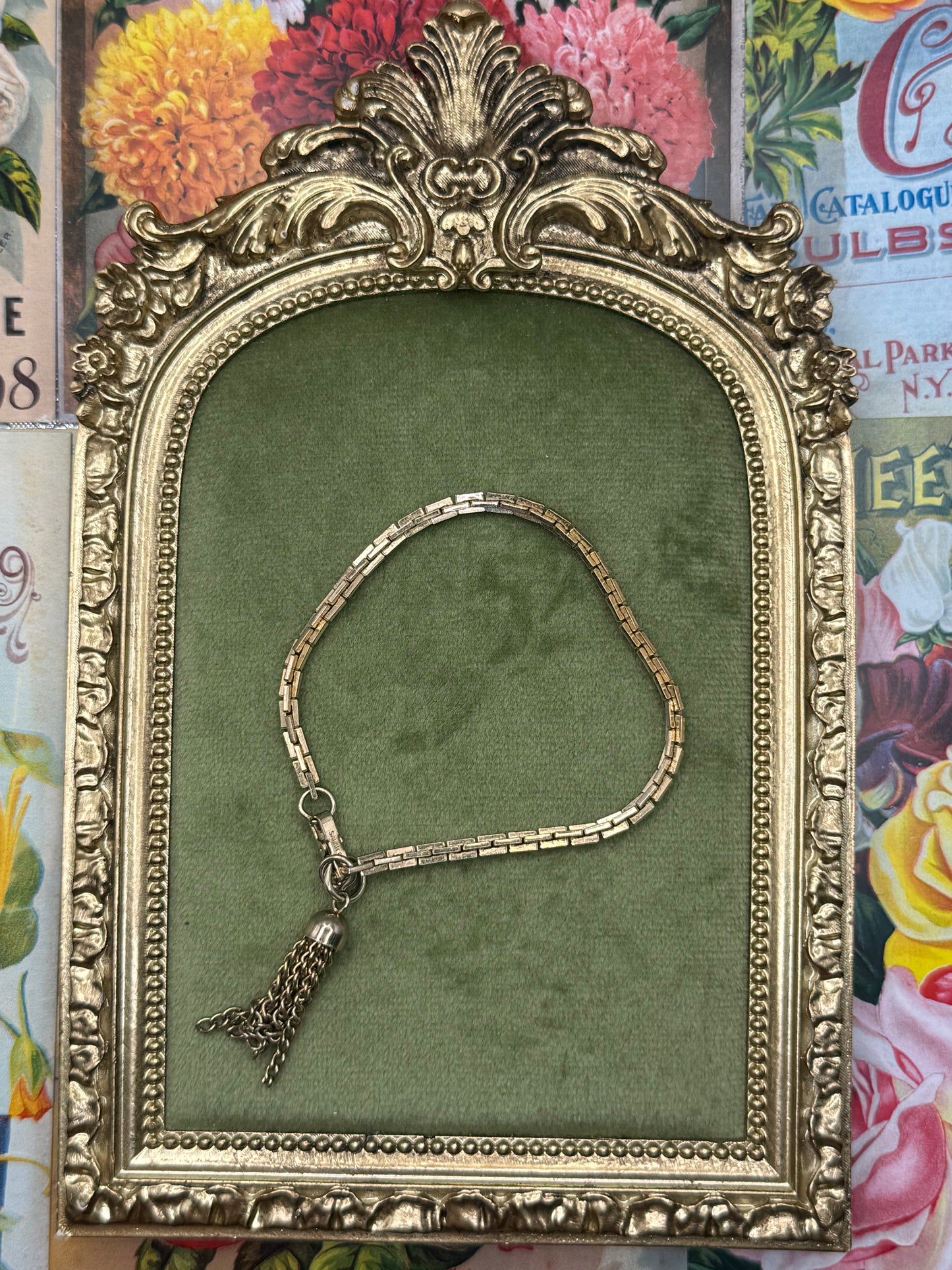 Vintage Gold Tone Tassel Bracelet 6.75”