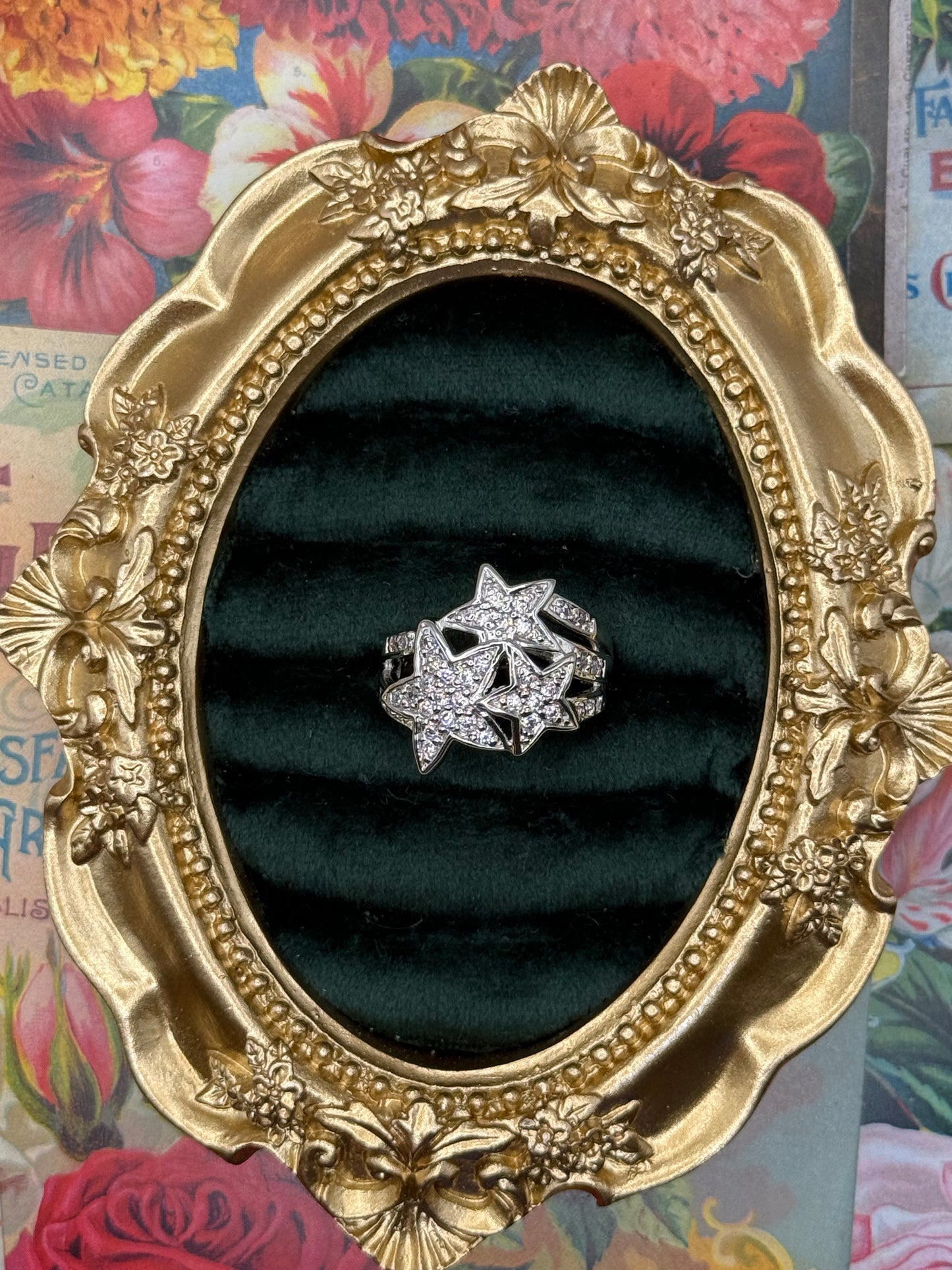 Vintage Silver Tone Old Stock Star Ring Size 8