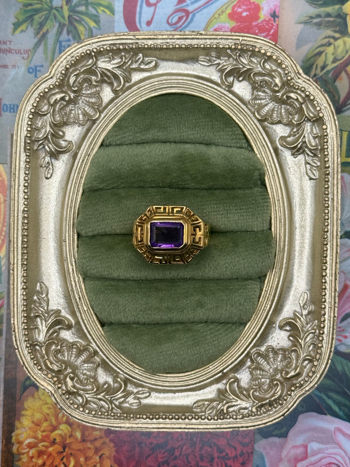 Gold over Sterling Silver Gemstone Ring Size 8