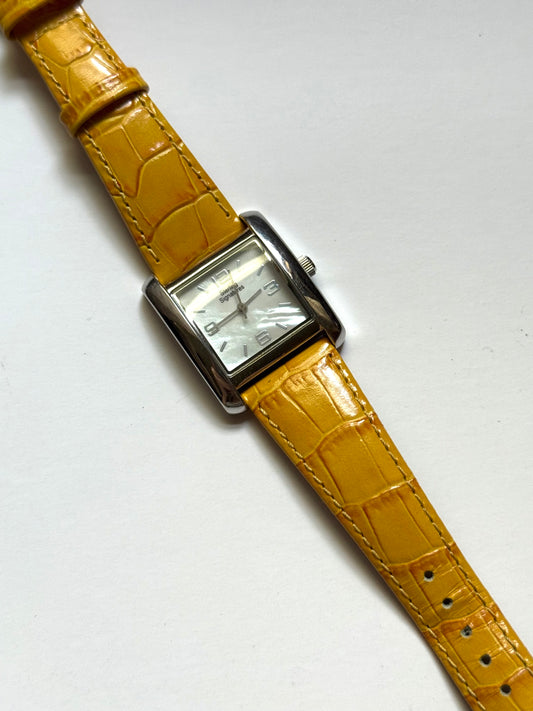 working sterling silver leather band watch