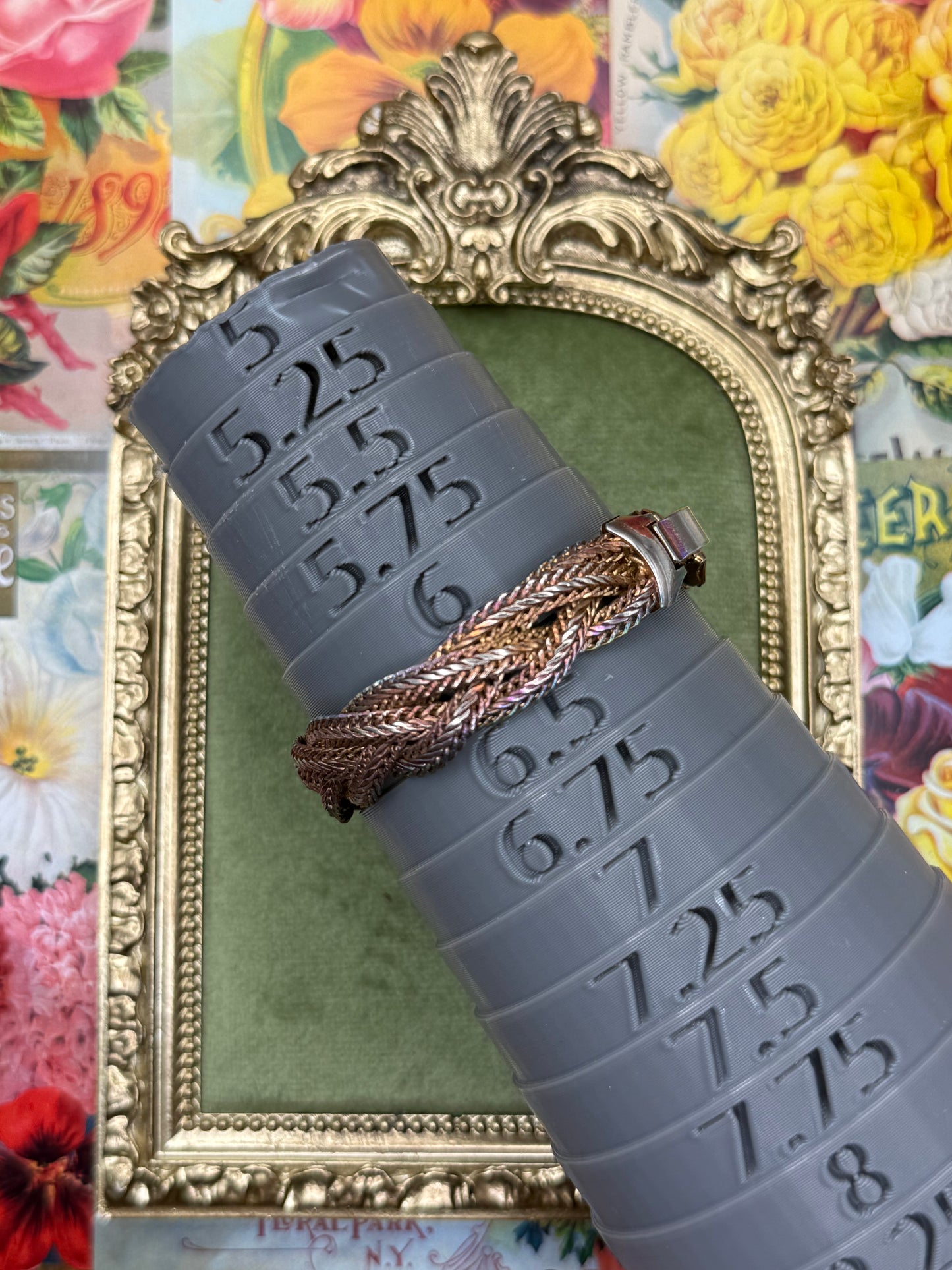 Vintage Multi Toned Braided Bracelet 6.25”