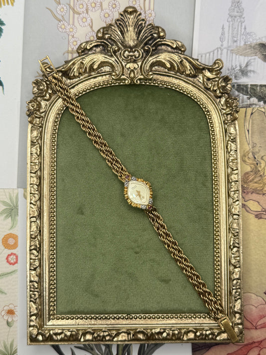 Working Vintage Gold Tone Ruby Accent Watch