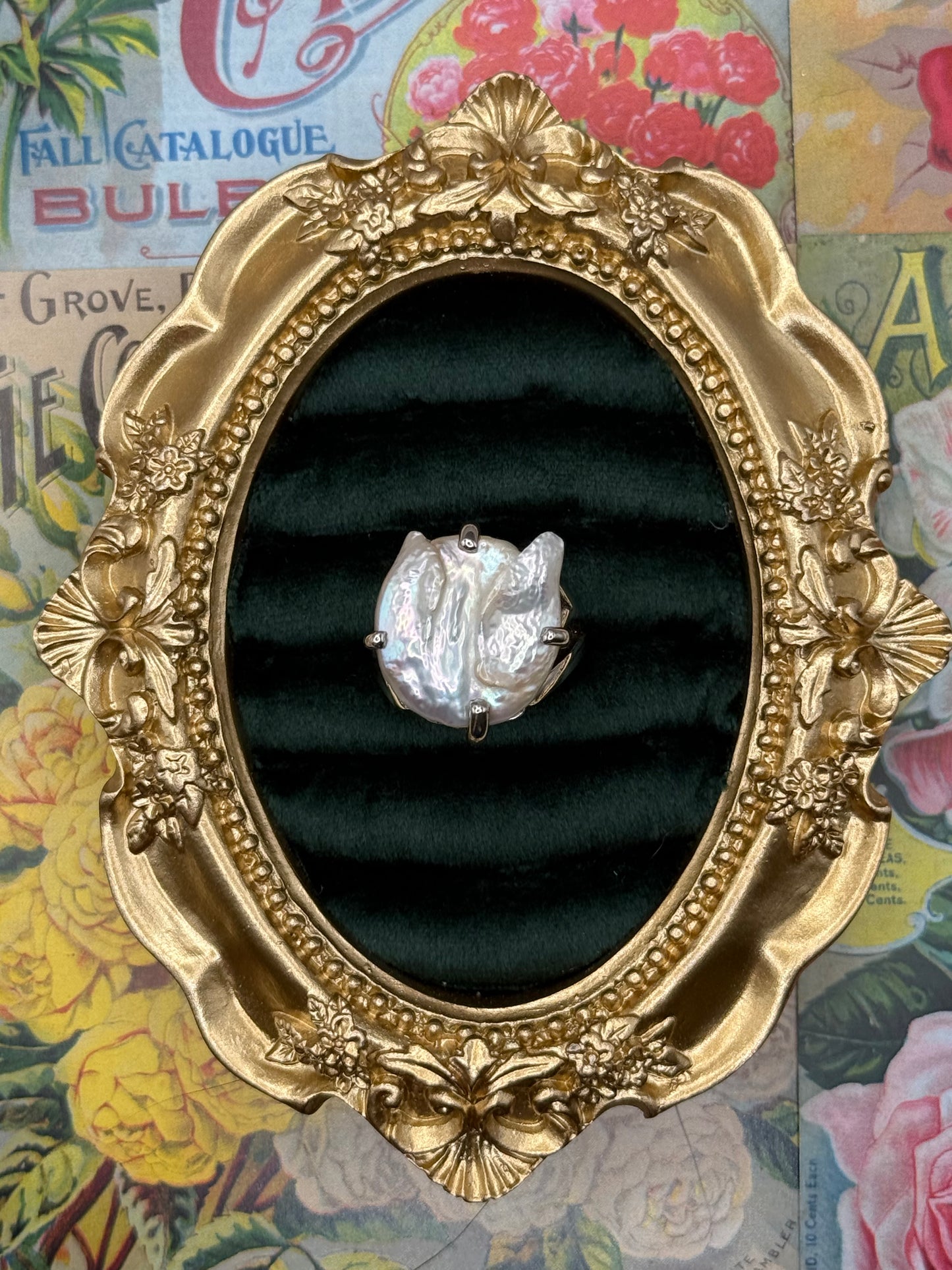 Vintage Sterling Silver Pearl Ring Size 9.75
