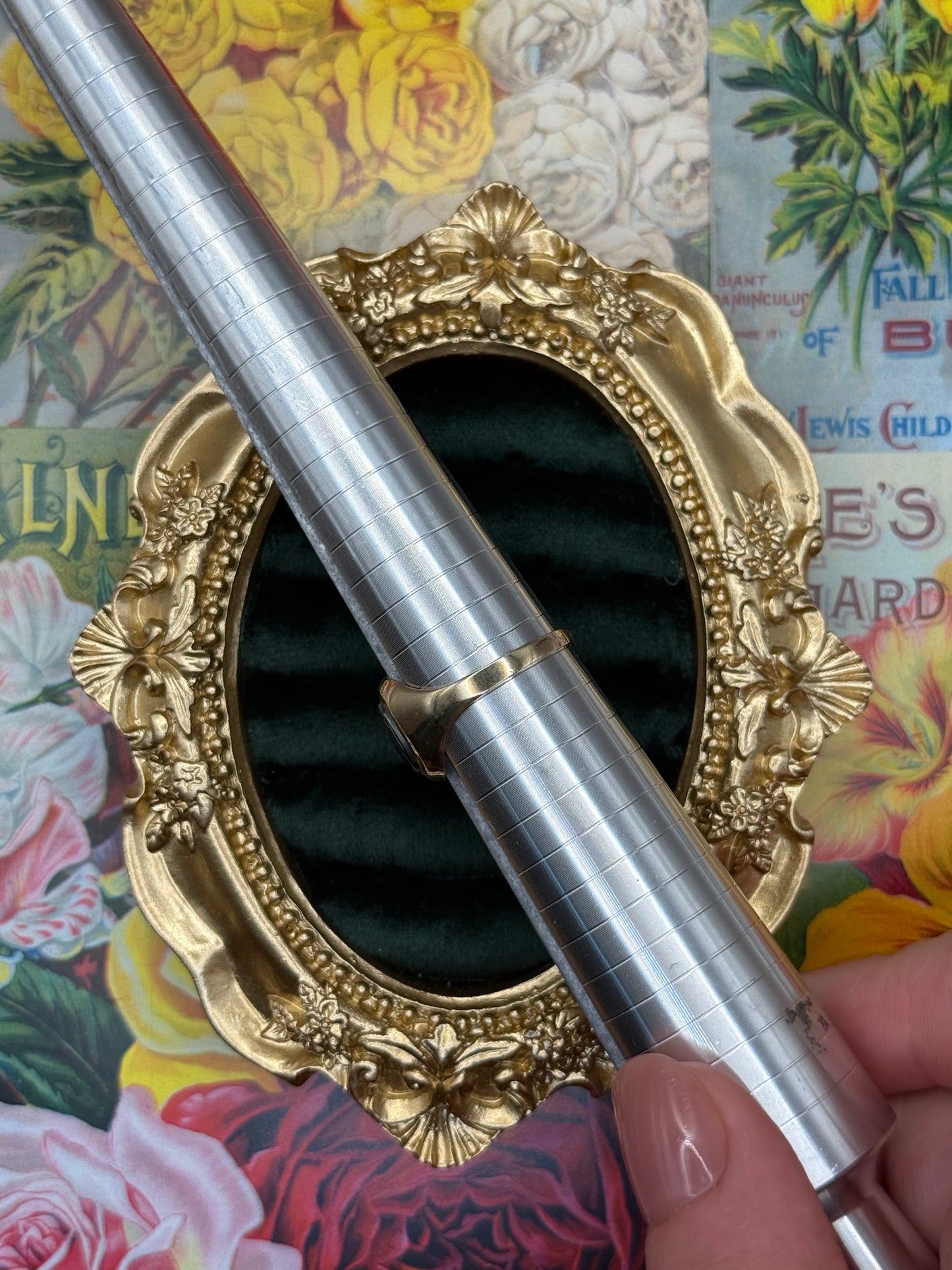 9k Gold Hematite Intaglio Signet Ring Size 10.5