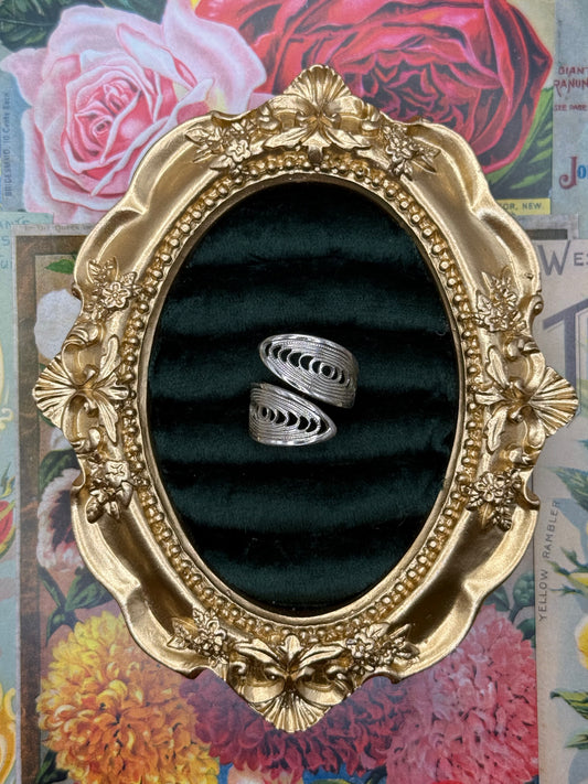 Vintage Silver Tone Bypass Ring Size 5.5