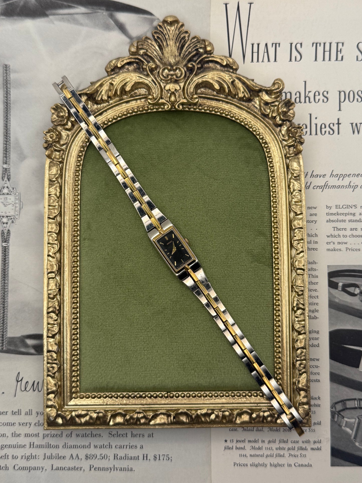 Working Vintage Two Tone Black Dial Seiko Watch