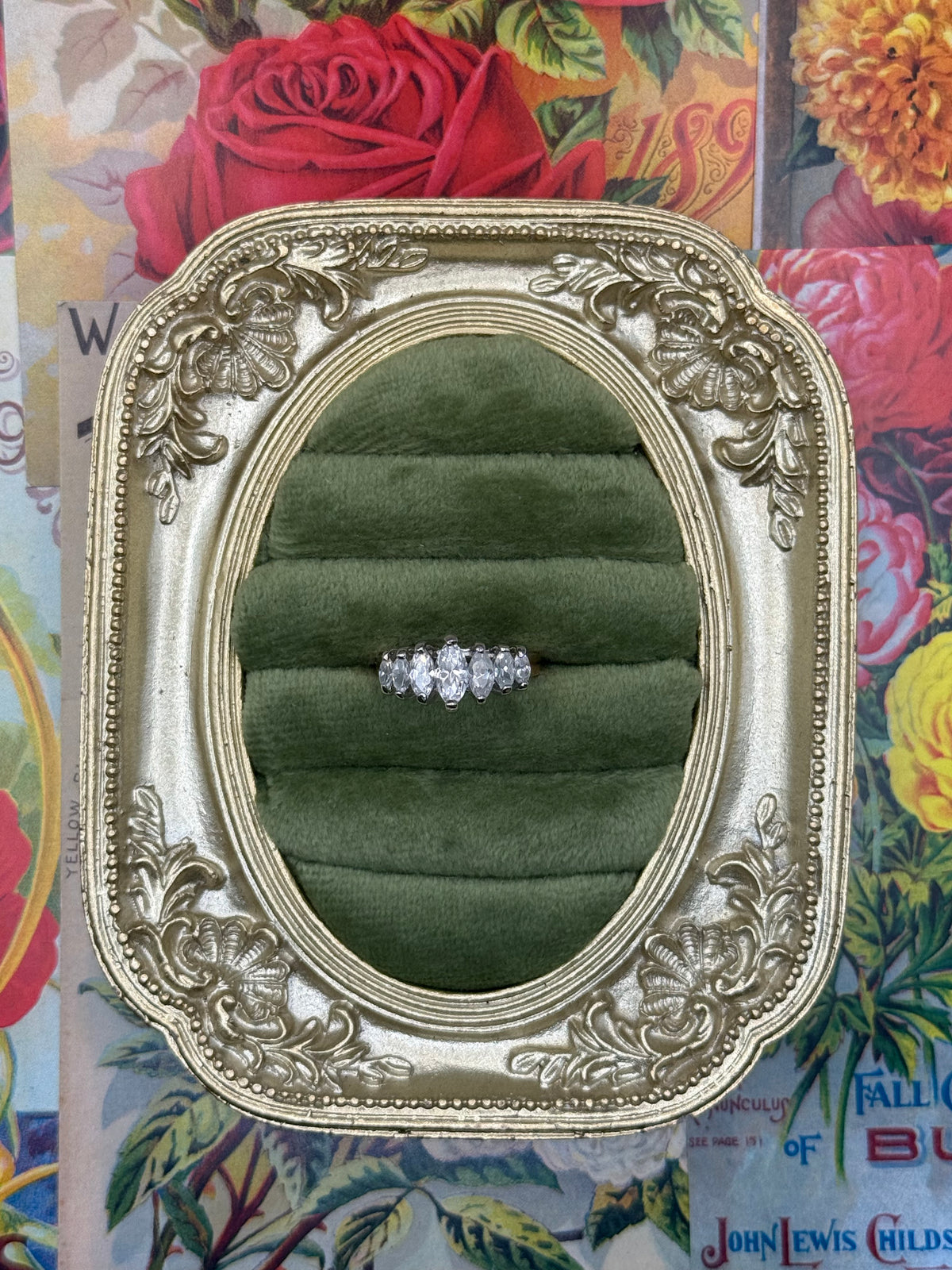 Vintage Gold Tone Marquise Ring Size 6