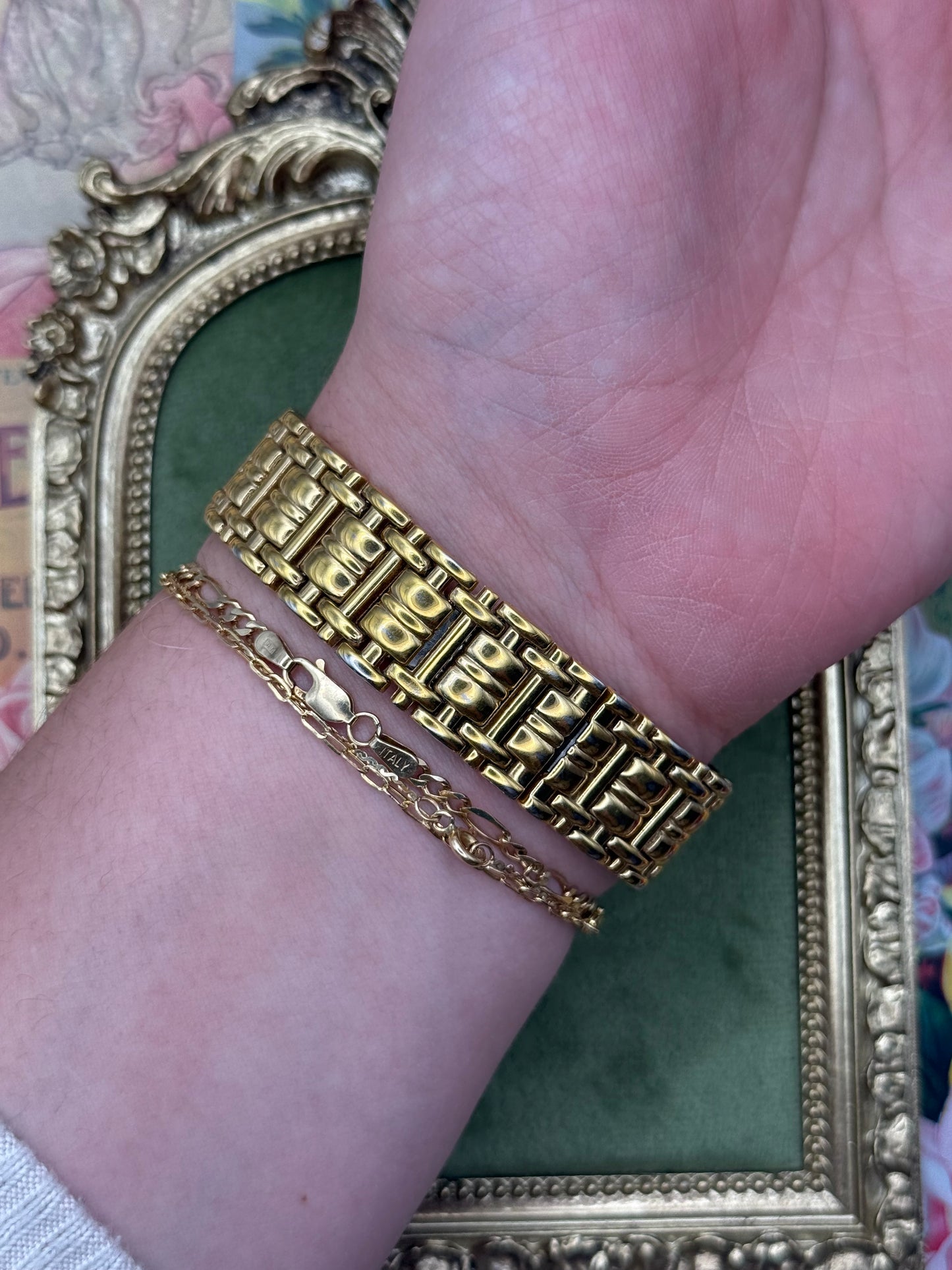 Nonworking Gold Tone Tank Watch