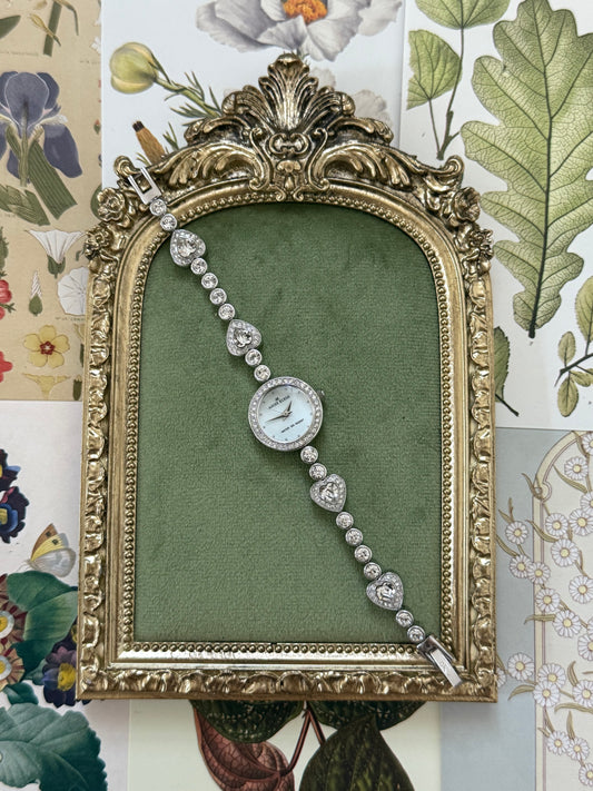 Working Vintage Silver Tone Heart Watch