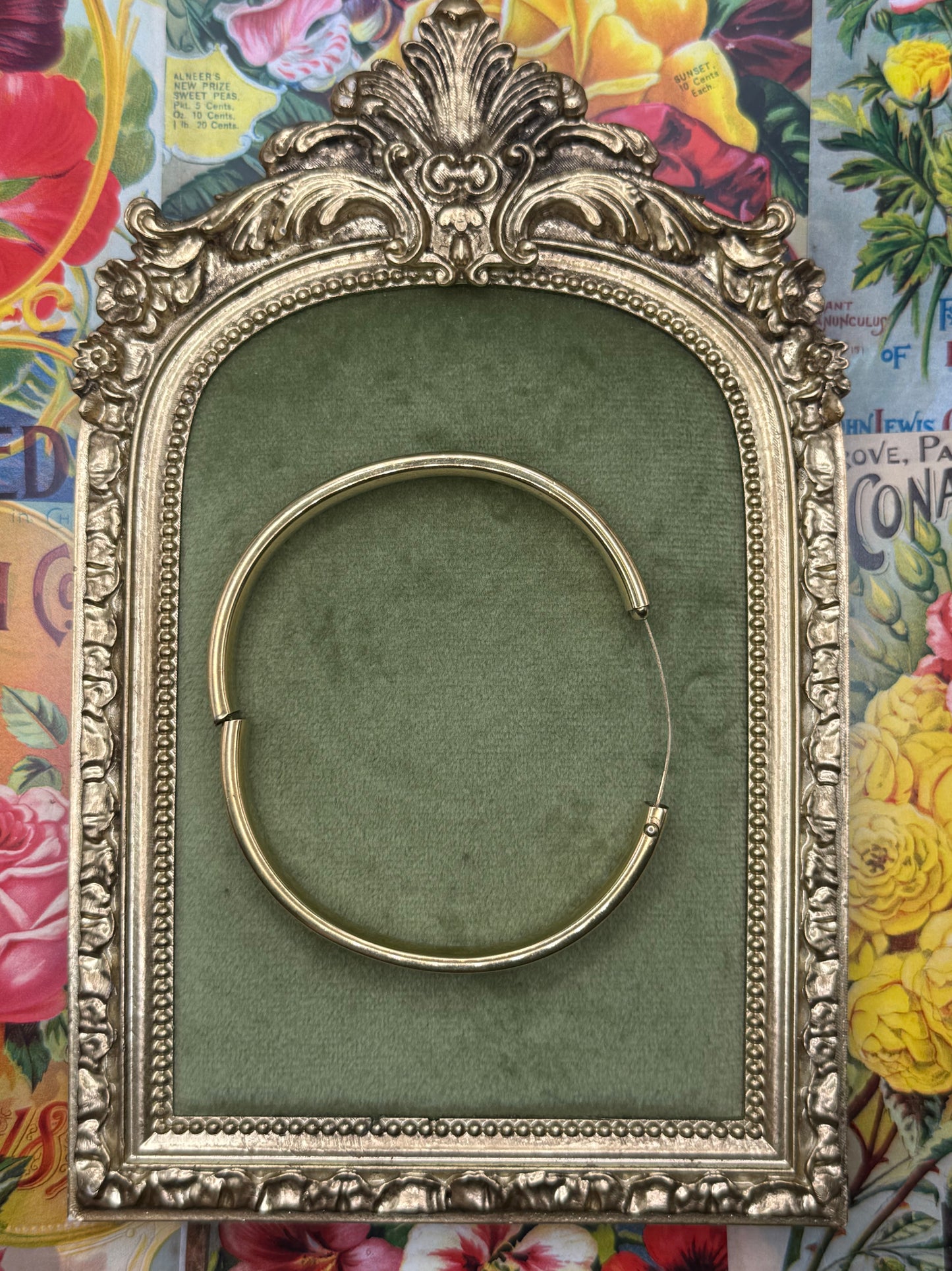 Vintage Gold Tone Engraved Bangle 7”
