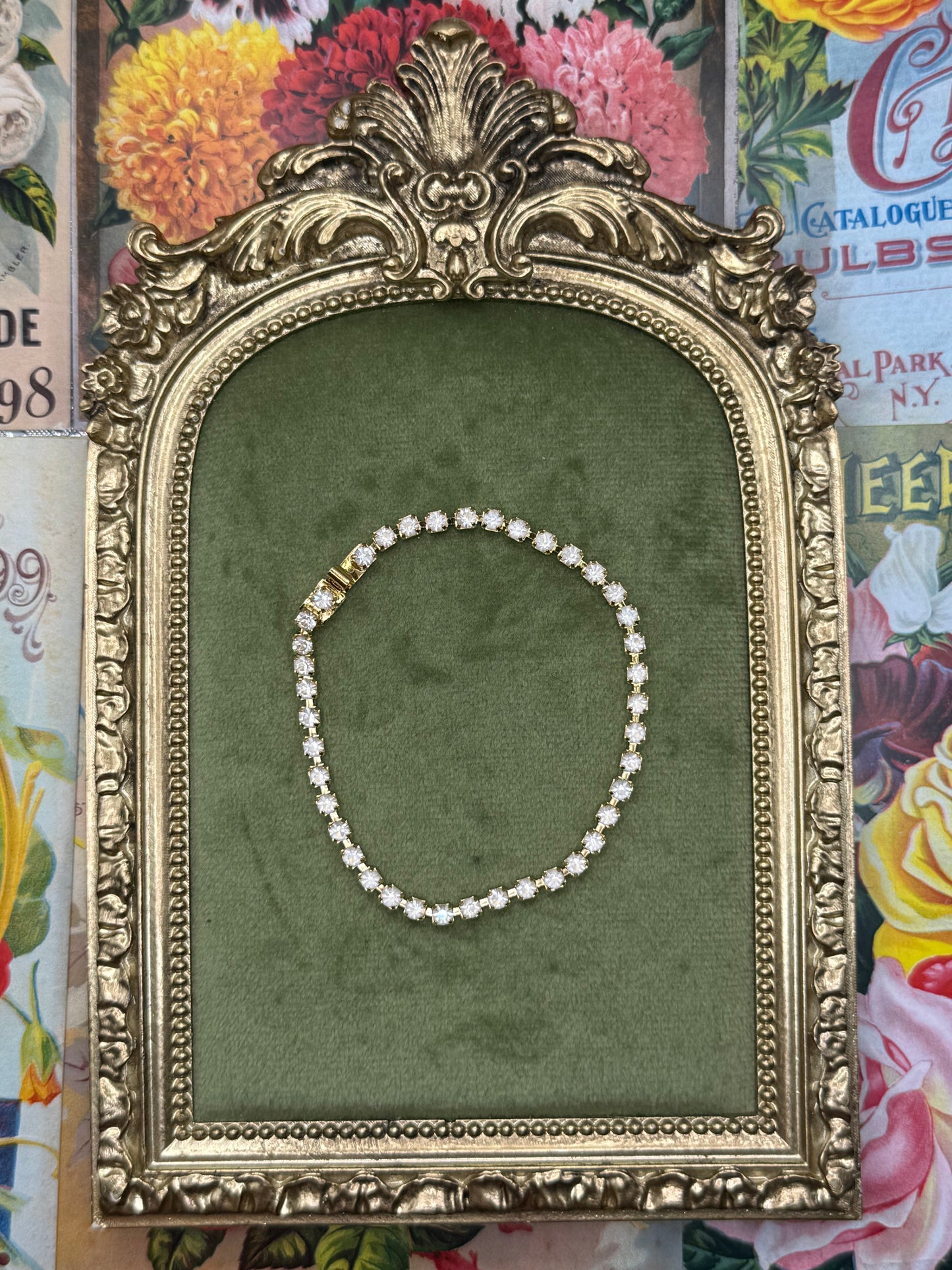 Vintage Gold Tone Tennis Bracelet 7”