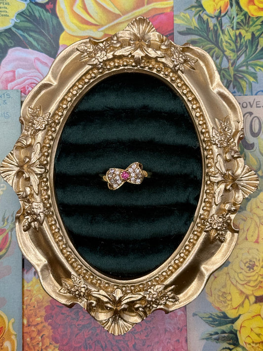 Vintage Gold Tone Bow Ring Size 8
